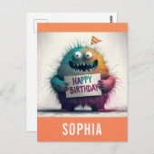 かわいいカラフルマンガハッピーバースデー ポストカード (正面/裏面)