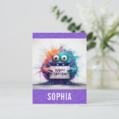 かわいいカラフルマンガハッピーバースデー ポストカード (スタンド正面)