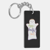 かわいいカラフルマンガ幽霊と文字 キーホルダー (正面左)