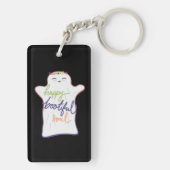 かわいいカラフルマンガ幽霊と文字 キーホルダー (裏面)