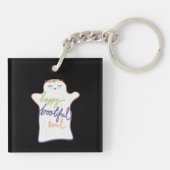 かわいいカラフルマンガ幽霊と文字 キーホルダー (裏面)