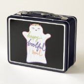 かわいいカラフルマンガ幽霊と文字 メタルランチボックス (裏面)