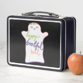 かわいいカラフルマンガ幽霊と文字 メタルランチボックス (インサイチュ)