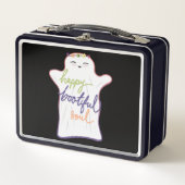 かわいいカラフルマンガ幽霊と文字 メタルランチボックス (正面)