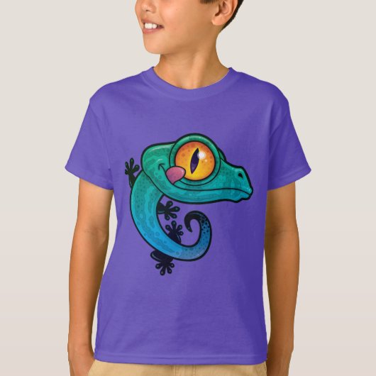 かわいいカラフルマンガGecko Tシャツ (正面)