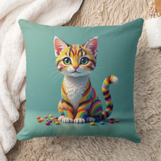 かわいいカラフルマーガイキャンディキャット クッション (ブランケット)