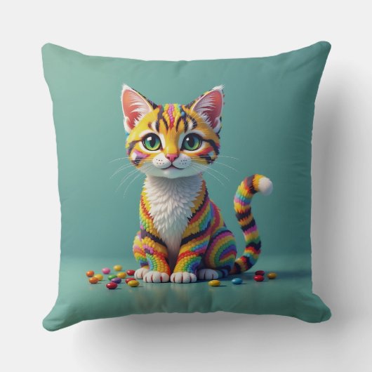 かわいいカラフルマーガイキャンディキャット クッション (裏面)