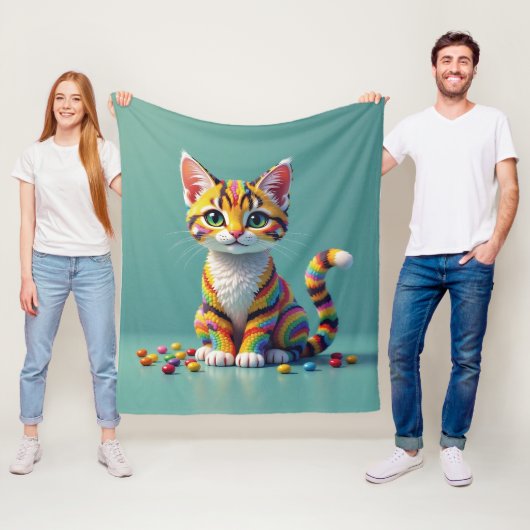 かわいいカラフルマーガイキャンディキャット フリースブランケット (インサイチュ)