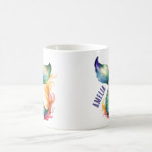 かわいいカラフルマーメイド海の女の子の名前 コーヒーマグカップ (中央)