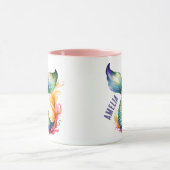 かわいいカラフルマーメイド海の女の子の名前 マグカップ (中央)
