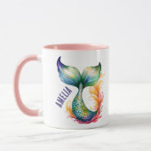 かわいいカラフルマーメイド海の女の子の名前 マグカップ (左)