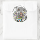 かわいいカラフルミックス品種テリア犬ステッカー ラウンドシール (バッグ)