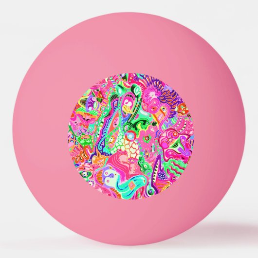 かわいいカラフルミックス抽象芸術モンスタースキッチントーウ 卓球ボール (正面)