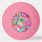 かわいいカラフルミックス抽象芸術モンスタースキッチントーウ 卓球ボール (裏面)