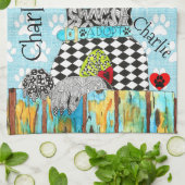 かわいいカラフルミックス犬のキッチンタオル キッチンタオル (折り畳み)