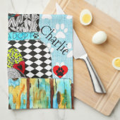 かわいいカラフルミックス犬のキッチンタオル キッチンタオル (四つ折り)