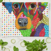 かわいいカラフルミックス犬のキッチンタオル キッチンタオル (折り畳み)