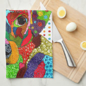かわいいカラフルミックス犬のキッチンタオル キッチンタオル (四つ折り)