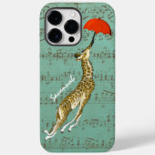 かわいいカラフルミュージカル飛んでいるキリン赤い傘 Case-Mate iPhoneケース (裏面)