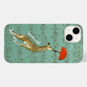 かわいいカラフルミュージカル飛んでいるキリン赤い傘 Case-Mate iPhoneケース (裏面 (横))