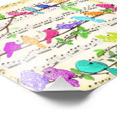 かわいいカラフルミュージカル鳥のポスター フォトプリント            (角)