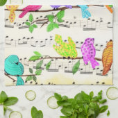 かわいいカラフルミュージカル鳥キッチンタオル キッチンタオル (折り畳み)