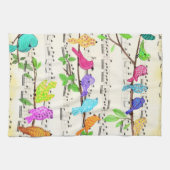 かわいいカラフルミュージカル鳥キッチンタオル キッチンタオル (横)