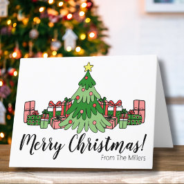 かわいいカラフルメリークリスマスツリー シーズンカード