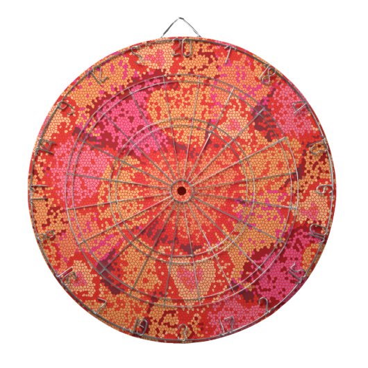 かわいいカラフルモザイクハート背景デザイン ダーツボード (正面)