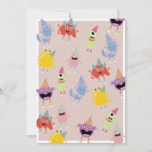 かわいいカラフルモンスタースピンクガールズバースデーパーティー 招待状 (裏面)