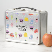 かわいいカラフルモンスターズおもしろいキッズスクール メタルランチボックス (インサイチュ)