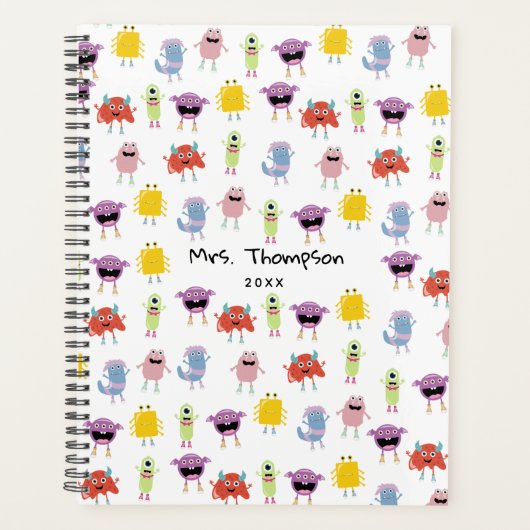 かわいいカラフルモンスターズおもしろいキッズパターン先生 プランナー手帳 (正面)