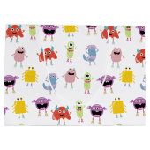 かわいいカラフルモンスターズおもしろいキッズ子どもパターン ラージペーパーバッグ (裏面)