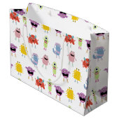 かわいいカラフルモンスターズおもしろいキッズ子どもパターン ラージペーパーバッグ (裏面アングル)