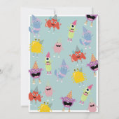 かわいいカラフルモンスターブルーボーイズ誕生日パーティー 招待状 (裏面)