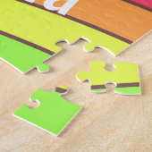 かわいいカラフルユニコーンとレインボーアートガールの名前 ジグソーパズル (側面)