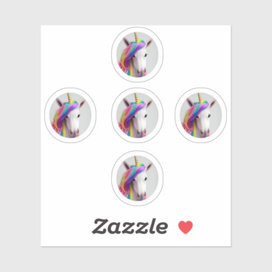 かわいいカラフルユニコーンの女の子のレインボーヘア シール (シート)