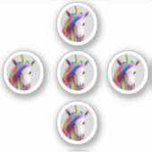 かわいいカラフルユニコーンの女の子のレインボーヘア シール (正面)