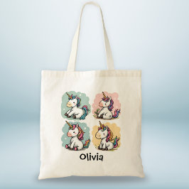 かわいいカラフルユニコーンの落書きトドラーTシャツ トートバッグ