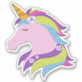 かわいいカラフルユニコーンイラストレーション シール (正面)