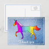 かわいいカラフルユニコーンガール誕生日ありがとう ポストカード (正面/裏面)