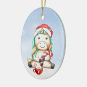 かわいいカラフルユニコーンキャンディーキッズ セラミックオーナメント (左)