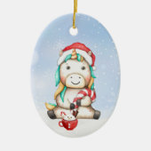 かわいいカラフルユニコーンキャンディーキッズ セラミックオーナメント (正面)