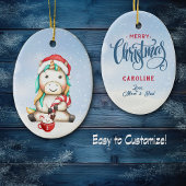 かわいいカラフルユニコーンキャンディーキッズ セラミックオーナメント