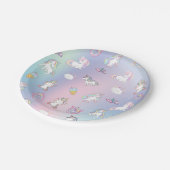 かわいいカラフルユニコーンパステルレインボンドーツ ペーパープレート (アングル)