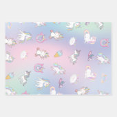 かわいいカラフルユニコーンパステルレインボンドーツ ラッピングペーパーシート (正面2)