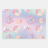 かわいいカラフルユニコーンパステルレインボンドーツ ラッピングペーパーシート (正面3)