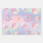 かわいいカラフルユニコーンパステルレインボンドーツ ラッピングペーパーシート (正面2)