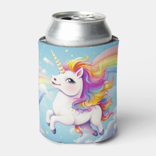 かわいいカラフルユニコーン虹のキッズガーリーたち 缶クーラー (缶正面)