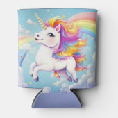 かわいいカラフルユニコーン虹のキッズガーリーたち 缶クーラー (正面)